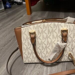 NEW Michael Kors Brown and Cream Satchel Bag